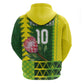 Custom South Africa National Football Zip Hoodie King Protea with African Tribal Geometric Pattern Culture Art