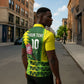 Custom South Africa National Football Zipper Polo Shirt King Protea with African Tribal Geometric Pattern Culture Art