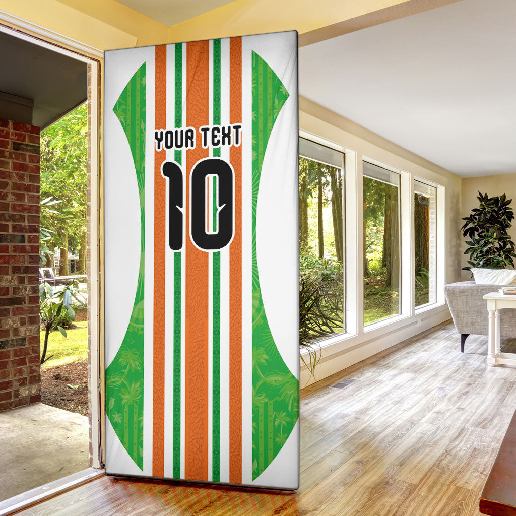Custom Cote d'Ivoire Door Cover The Elephants with African Pattern Stripes