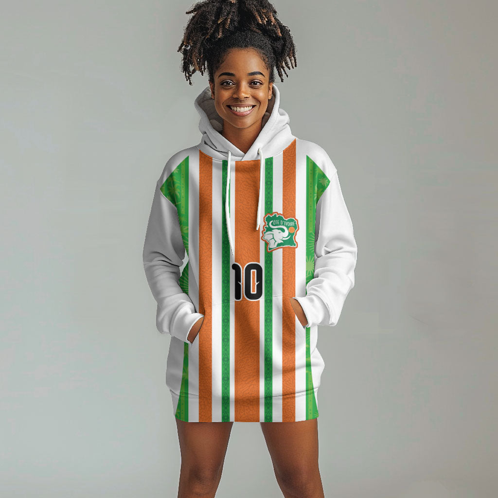 Custom Cote d'Ivoire Hoodie Dress The Elephants with African Pattern Stripes