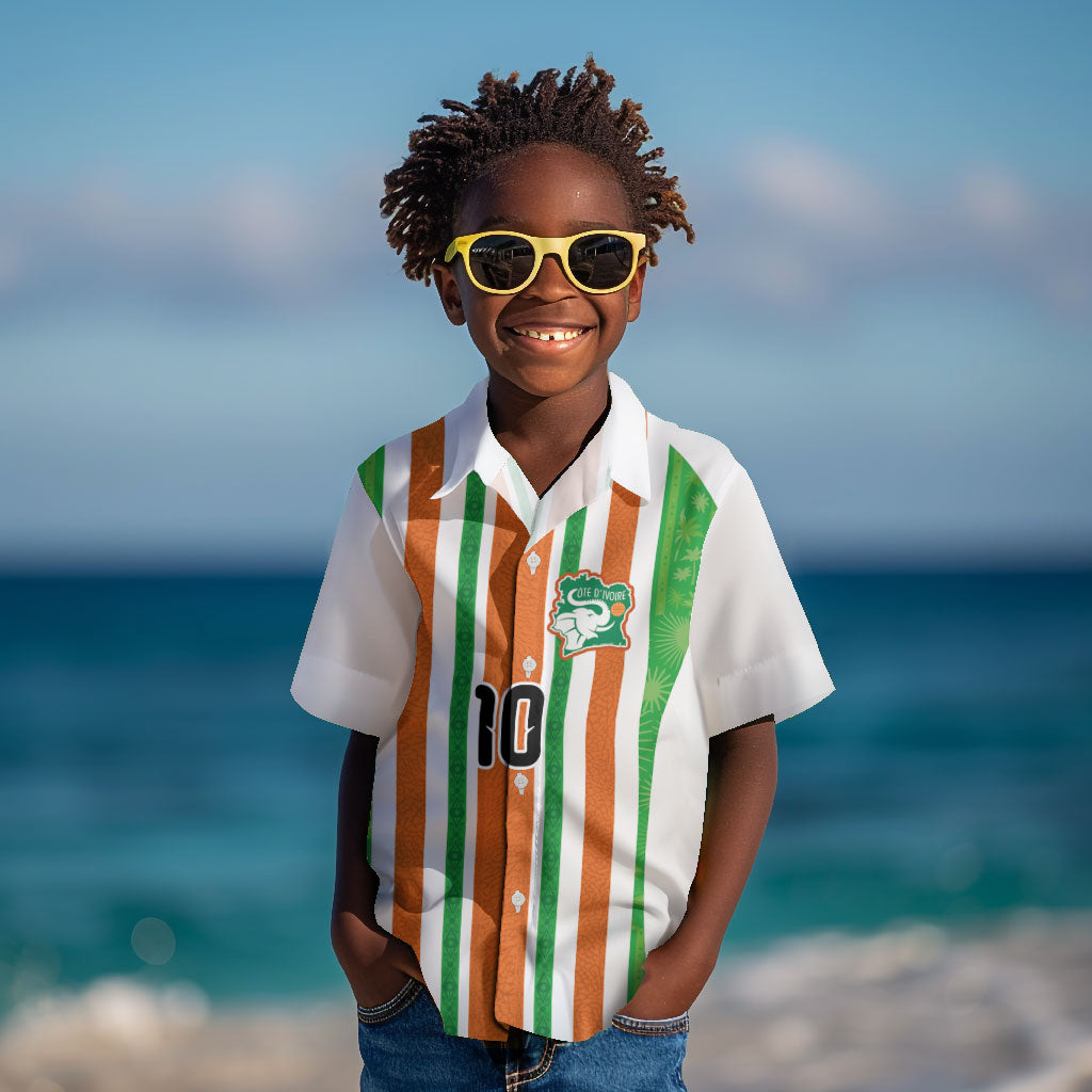 Custom Cote d'Ivoire Kid Hawaiian Shirt The Elephants with African Pattern Stripes