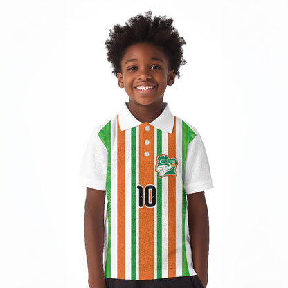 Custom Cote d'Ivoire Kid Polo Shirt The Elephants with African Pattern Stripes