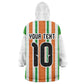 Custom Cote d'Ivoire Kid Wearable Blanket Hoodie The Elephants with African Pattern Stripes