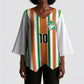 Custom Cote d'Ivoire Kimono Sleeve Blouse The Elephants with African Pattern Stripes