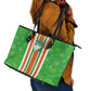 Cote d'Ivoire Leather Tote Bag The Elephants with African Pattern Stripes