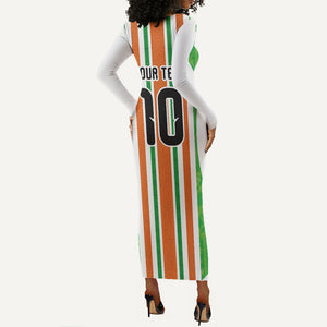 Custom Cote d'Ivoire Long Sleeve Bodycon Dress The Elephants with African Pattern Stripes