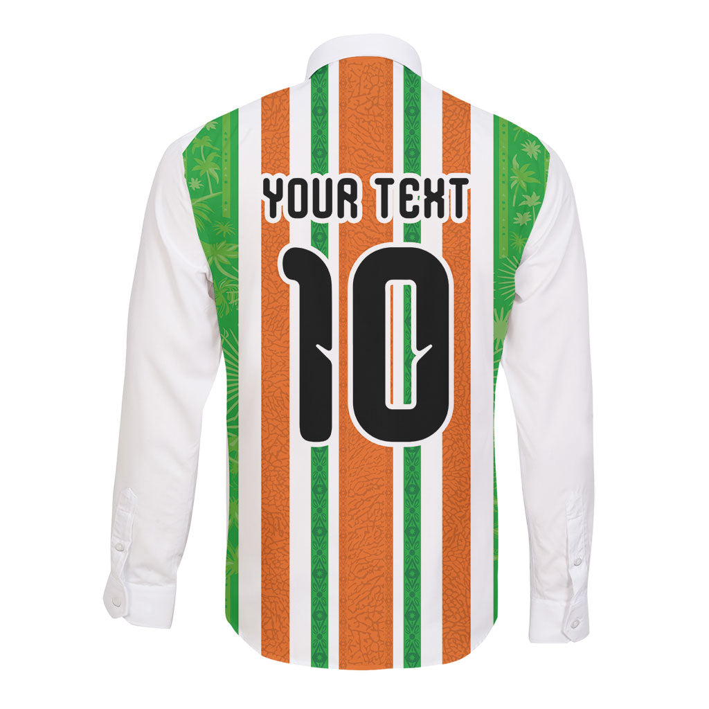 Custom Cote d'Ivoire Long Sleeve Button Shirt The Elephants with African Pattern Stripes