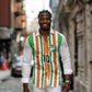 Custom Cote d'Ivoire Long Sleeve Button Shirt The Elephants with African Pattern Stripes