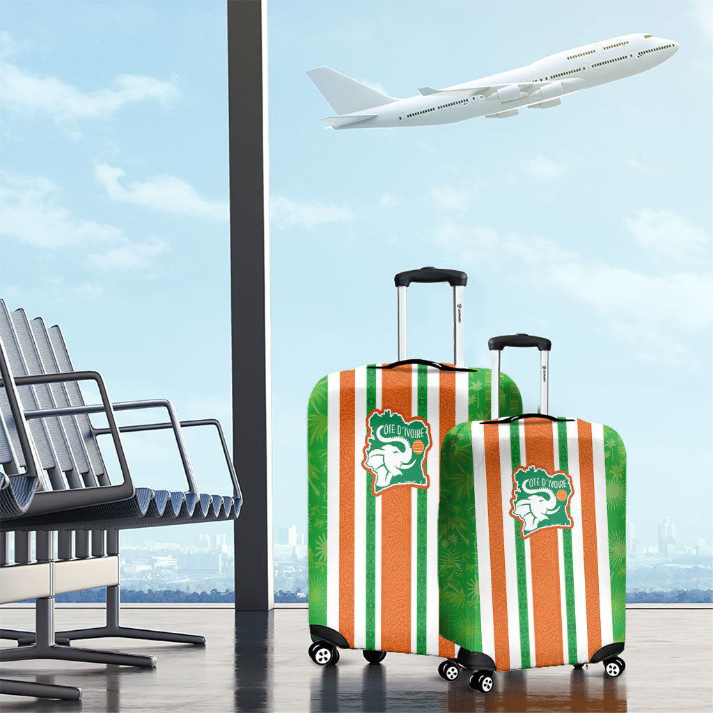 Cote d'Ivoire Luggage Cover The Elephants with African Pattern Stripes