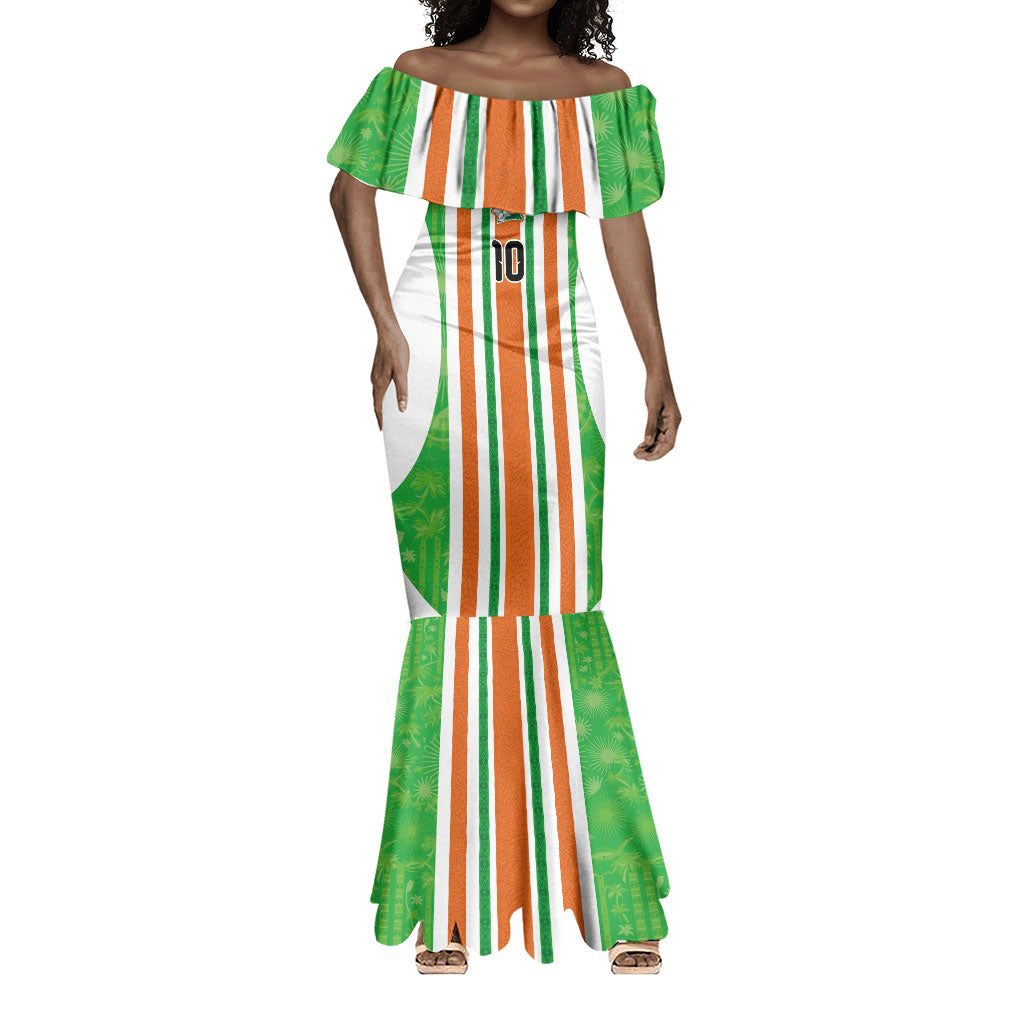 Custom Cote d'Ivoire Mermaid Dress The Elephants with African Pattern Stripes