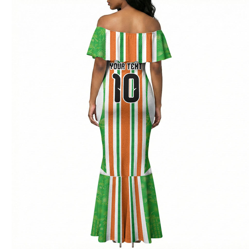 Custom Cote d'Ivoire Mermaid Dress The Elephants with African Pattern Stripes