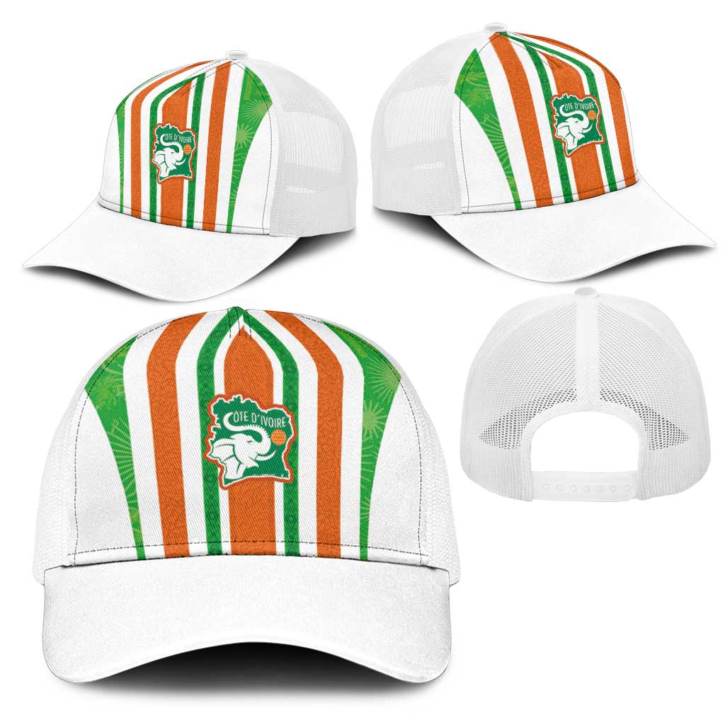 Côte d'Ivoire Mesh Trucker Cap The Elephants with African Pattern Stripes
