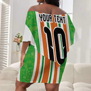 Custom Cote d'Ivoire Off Shoulder Short Dress The Elephants with African Pattern Stripes
