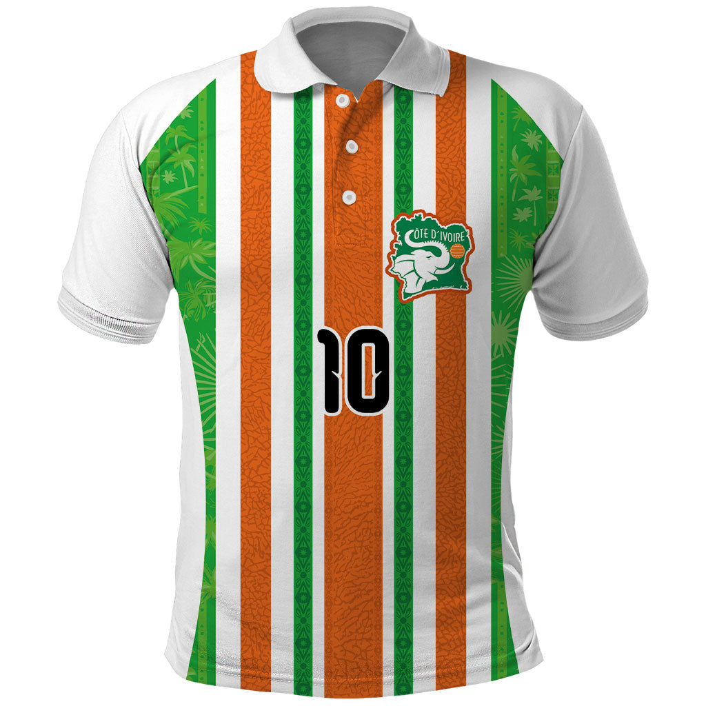 Custom Cote d'Ivoire Polo Shirt The Elephants with African Pattern Stripes