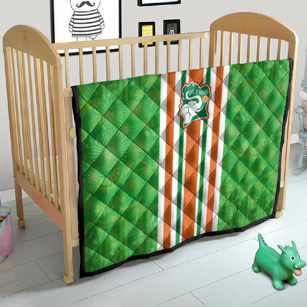 Cote d'Ivoire Quilt The Elephants with African Pattern Stripes