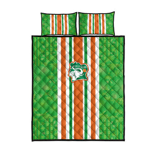 Cote d'Ivoire Quilt Bed Set The Elephants with African Pattern Stripes