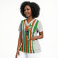 Custom Cote d'Ivoire Scrub Top The Elephants with African Pattern Stripes