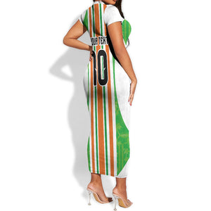 Custom Cote d'Ivoire Short Sleeve Bodycon Dress The Elephants with African Pattern Stripes