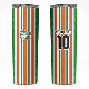 Custom Cote d'Ivoire Skinny Tumbler The Elephants with African Pattern Stripes