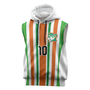 Custom Cote d'Ivoire Sleeveless Hoodie The Elephants with African Pattern Stripes