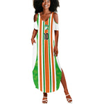 Custom Cote d'Ivoire Summer Maxi Dress The Elephants with African Pattern Stripes