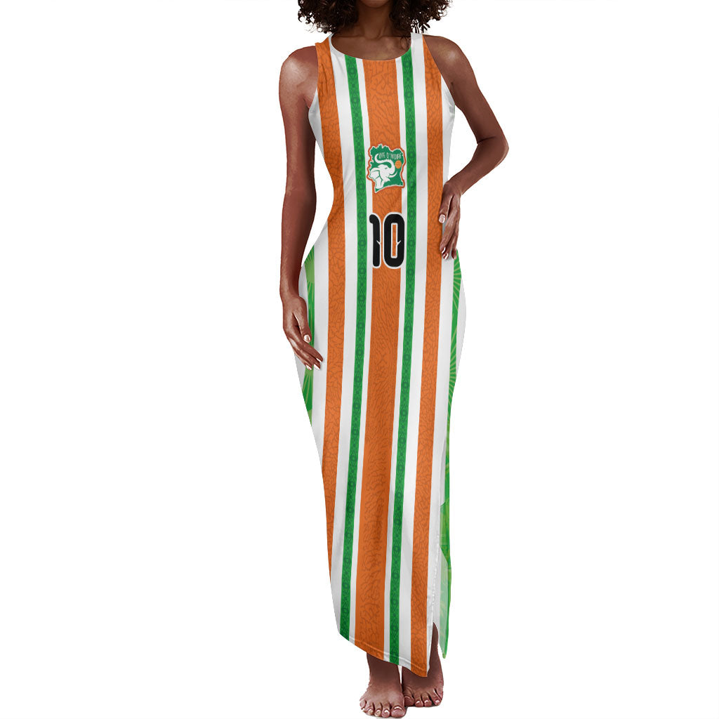 Custom Cote d'Ivoire Tank Maxi Dress The Elephants with African Pattern Stripes