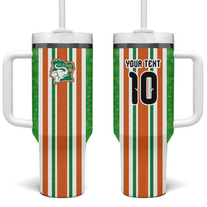 Custom Cote d'Ivoire Tumbler With Handle The Elephants with African Pattern Stripes