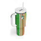 Custom Cote d'Ivoire Tumbler With Handle The Elephants with African Pattern Stripes