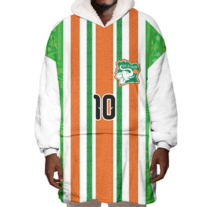 Custom Cote d'Ivoire Wearable Blanket Hoodie The Elephants with African Pattern Stripes