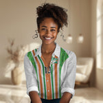 Custom Cote d'Ivoire Women Casual Shirt The Elephants with African Pattern Stripes