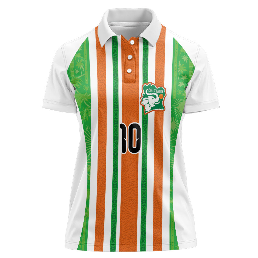 Custom Cote d'Ivoire Women Polo Shirt The Elephants with African Pattern Stripes