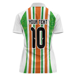 Custom Cote d'Ivoire Women Polo Shirt The Elephants with African Pattern Stripes