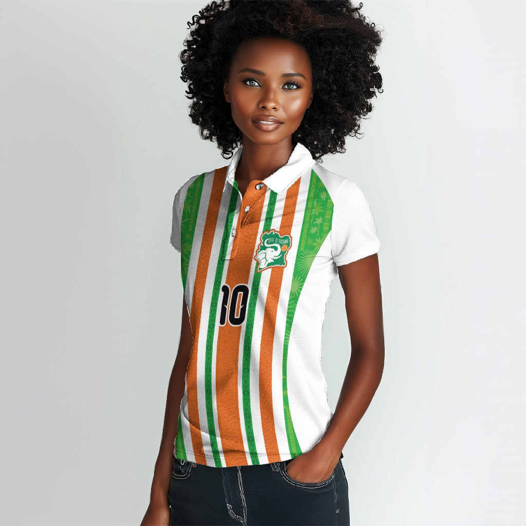 Custom Cote d'Ivoire Women Polo Shirt The Elephants with African Pattern Stripes