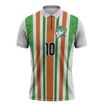 Custom Cote d'Ivoire Zipper Polo Shirt The Elephants with African Pattern Stripes