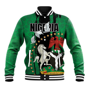 Nigeria Independence Day Baseball Jacket - National Seal with Peace Dove - African Pattern LT03