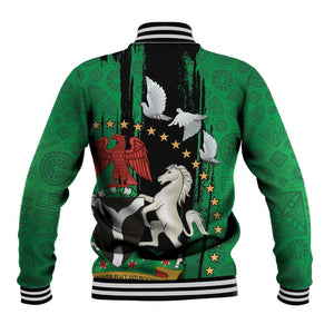 Nigeria Independence Day Baseball Jacket - National Seal with Peace Dove - African Pattern LT03