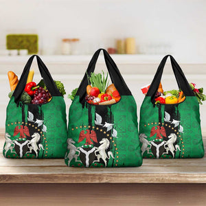 Nigeria Independence Day Grocery Bag - National Seal with Peace Dove - African Pattern