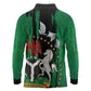 Nigeria Independence Day Long Sleeve Polo Shirt - National Seal with Peace Dove - African Pattern