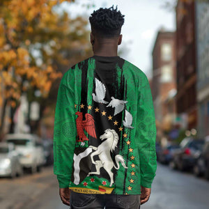 Nigeria Independence Day Long Sleeve Shirt - National Seal with Peace Dove - African Pattern LT03