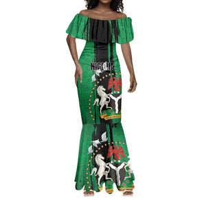 Nigeria Independence Day Mermaid Dress - National Seal with Peace Dove - African Pattern