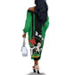 Nigeria Independence Day Off The Shoulder Long Sleeve Dress - National Seal with Peace Dove - African Pattern
