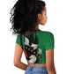 Nigeria Independence Day Raglan Cropped T shirt - National Seal with Peace Dove - African Pattern