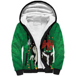 Nigeria Independence Day Sherpa Hoodie - National Seal with Peace Dove - African Pattern