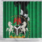 Nigeria Independence Day Shower Curtain - National Seal with Peace Dove - African Pattern