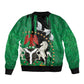Nigeria Independence Day Sleeve Zip Bomber Jacket - National Seal with Peace Dove - African Pattern