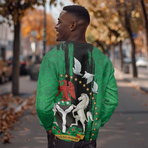 Nigeria Independence Day Sweatshirt - National Seal with Peace Dove - African Pattern