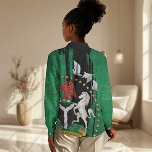 Nigeria Independence Day Women Casual Shirt - National Seal with Peace Dove - African Pattern LT03
