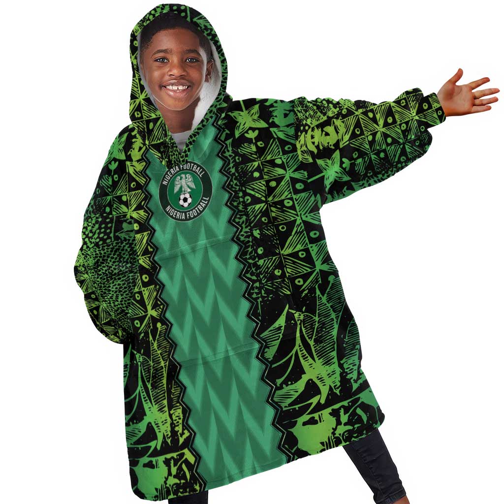 Custom Nigeria Football Kid Wearable Blanket Hoodie Champions-Special Edition - African Pride