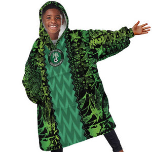 Custom Nigeria Football Kid Wearable Blanket Hoodie Champions-Special Edition - African Pride