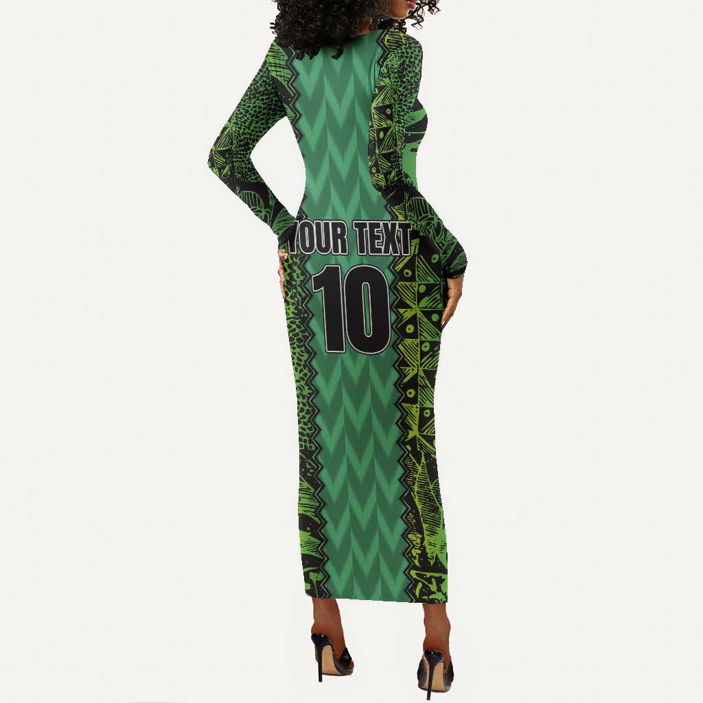 Custom Nigeria Football Long Sleeve Bodycon Dress Champions-Special Edition - African Pride